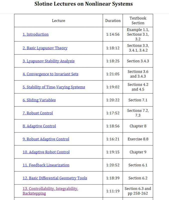 MIT 2013 Slotine非线性控制系统讲课视频