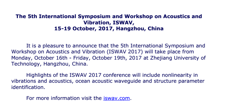 国际声学与振动创新技术研讨会